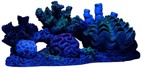 Глофиш корален пумпа за воздух, детален детален декор на аквариум, ја менува бојата под белите и сините LED светла