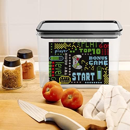 Пиксел Игра Стил Пластична Кутија За Складирање Храна Контејнери Со Капаци Ориз Тегла Запечатена Кофа За Кујна Организација