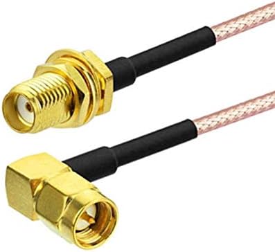 ZJSDRFM SMA Femaleенски до СМА машки десен агол конектор со кабел од 15 см RG316 50ohm, кабел за продолжување на рутерот со SMA машки до