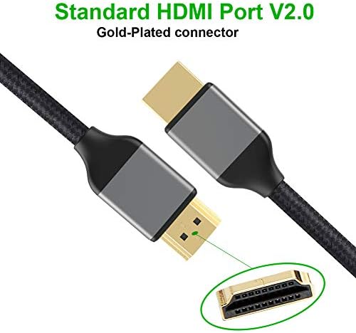 Кабел со голема брзина на Kablink HDMI 5FEET, 4K@60Hz Тенка HDMI 2.0 кабел плетенка со етернет, поддршка 4K HDR, HDCP 2.2, 3D,