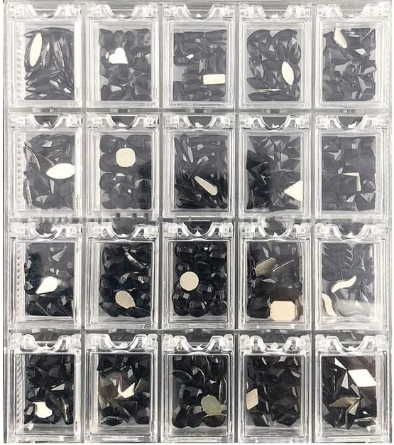 20 мрежни кутии за нокти Арт Rhinestones ab Flatback Mix формира многу раскошни бои 3D трепкачки кристални скапоцени камења