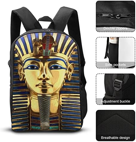 Хујанбпо крал фараон Тутанкамун Египет египетски ранец, лесен училишен колеџ за колеџ за куќички, случајно студентски патнички лаптоп