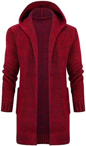 Ymosrh машки палта мода плетено палто со качулка со долги ветерници кардиган со средна должина џемпери за џемпери за мажи худи