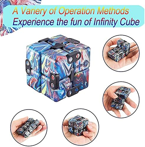 Коцки за бесконечност EA подароци Најдобри играчки за фигури за олеснување на стресот и анксиозноста, Mini Fidget Cube лесна за носење, коцка за вознемиреност е уникатна ид