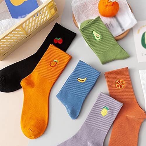 Women'sенски овошје Везење фудбалски чорапи мажи слатки печати кратки чорапи на глуждот за атлетски удобни подароци за жени