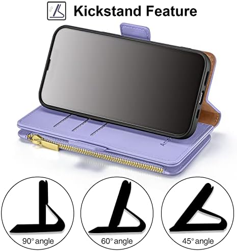 Antsturdy за iPhone 12 Pro 6.1 случај на Паричник xfid Блокирање Zfid Poket Zipper Quet 7 Слот За Картички ● pu Кожа Флип Фолио