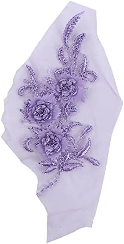 Апликација од чипка од 1 парчиња, 3Д полиестерска вез со брада бисер Тул како свадбена невестинска фустан DIY облека за шиење облека за облека за ткаенини