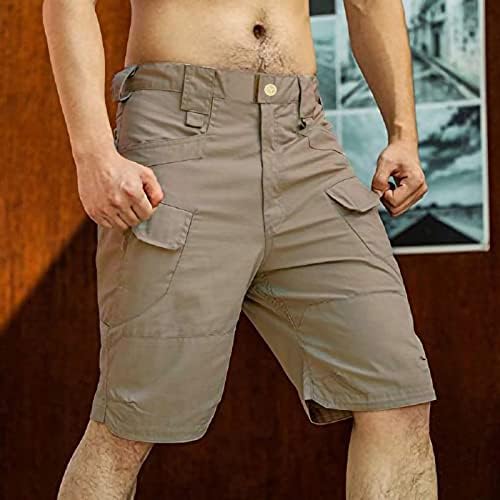 Карго шорцеви за мажи Класична цврста боја Твил опуштена вклопена работа носат водоотпорен карид товар со пет точки панталони