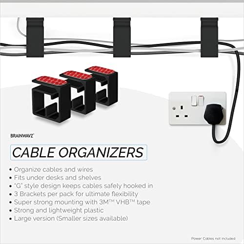 Држач за организатор на кабел 3PC VHB, за тешки кабли, компјутерски жици и жици со силно лепило, под систем за управување со монтирање
