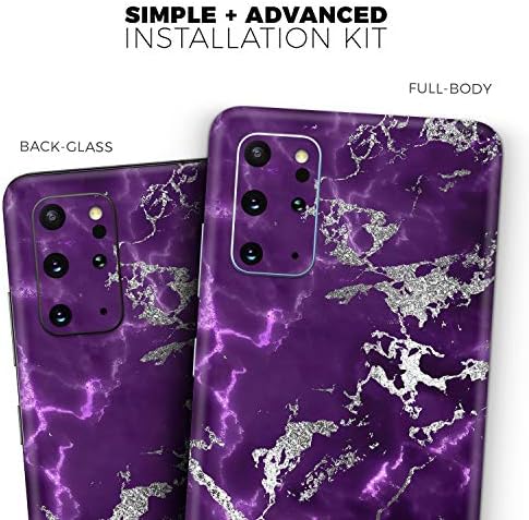 Дизајн Скинц Виолетова мермер &засилувач; Дигитална Сребрена Фолија V2 Заштитни Винил Налепници Обвивка На Кожата Компатибилен Со Samsung