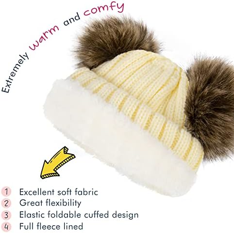 Едноставност топли деца момчиња девојчиња зимска капа со помпом уши еластично плетено дете од бенеи капи за момчиња за девојчиња