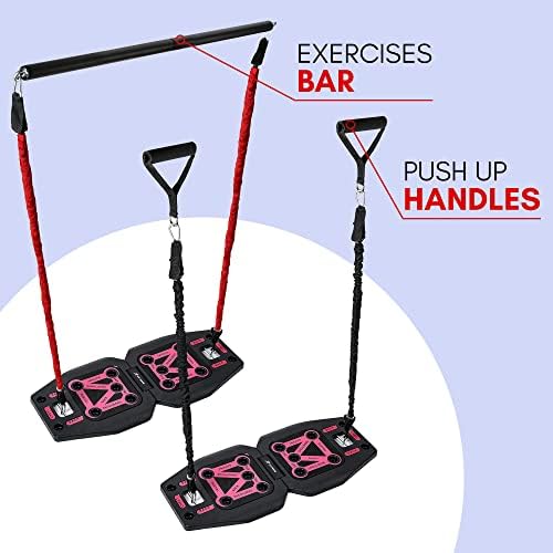 PT PROS PUST UP Board и преносна домашна салата - Опрема за вежбање за обука на сила за подобри вежби | Рачки со ленти за отпор