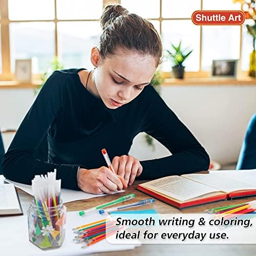 Пополнувања на гел пенкало, шатл -уметност 180 бои гел пенкало, 7 типови бои за деца возрасни книги за боење на книги, цртање занаетчиски занаети