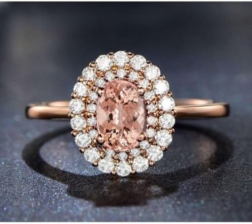 IGEM луксузен овален шампањ Топаз ЦЗ ангажман прстен розово злато накит подароци