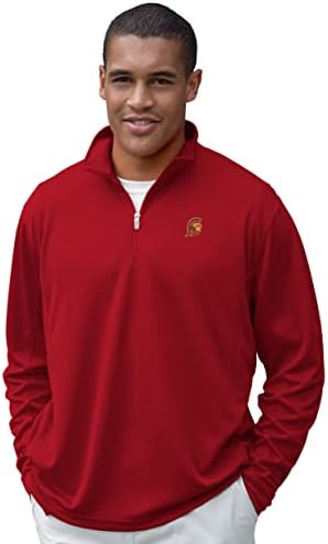 Vantage Облека за машки стандарден колегиумски колегиум микро мрежен тим за перформанси во боја 1/4 поштенски пуловер