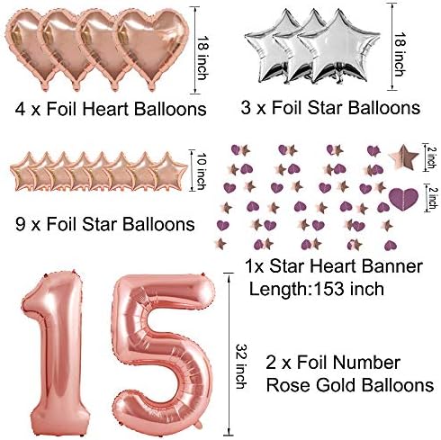 15-Ти Роденденски Украси Од Розово Злато, 15-Ти Роденденски Балони Материјали За Девојки Жени Среќен Роденден Банер Розово Злато