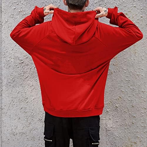 Менс пуловер дуксери за џуџиња со долги ракави, спортски предниот џеб, пад на зимските врвови со качулка, S-5XL