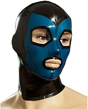 Hotешка аспиратор секси латекс унисекс маска со црна трим за Catsuit Cosplay забава носат NC81