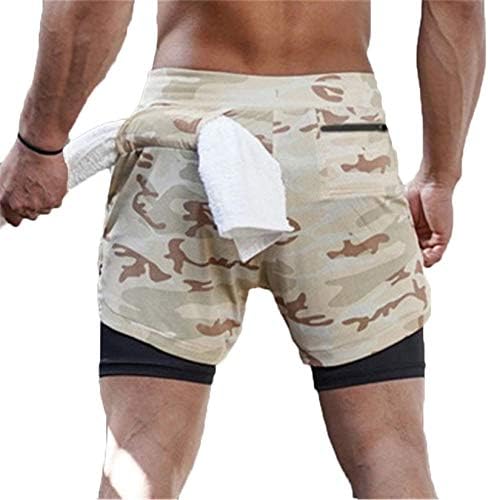 Ангонџивел машки 2 во 1 активна кратка панталона еластичност лесна суво суво шорцеви со џебови со џебови