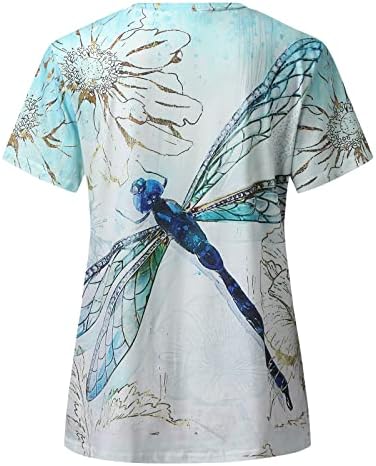 Женски летни врвови графички маички за печатење на пеперутки летни кратки ракави врвови кошула миленичиња облека за женски врвови и