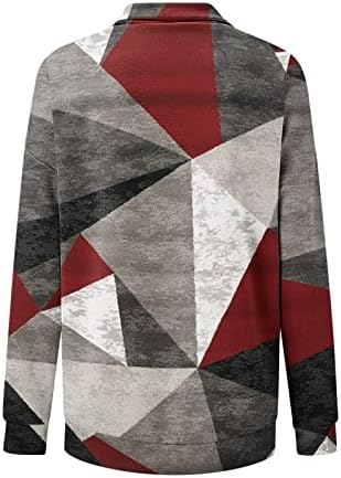Kuaileya женски четвртина поштенски пуловер Обични врвови за женски моден печатење лапел половина патент лабава џемпер одговара на пулвер