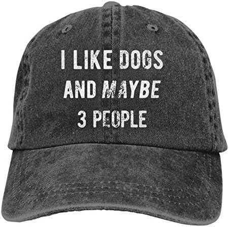 Вејмеј ми се допаѓа кучиња и можеби 3 лица унисекс возрасна каубојска капа целосна памучна кривина од бејзбол капа
