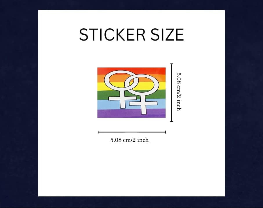 250 налепници за симболи на женски секс за свесност за ЛГБТК, симбол за лезбејски секс - налепници на знамето во форма на виножито - одлично