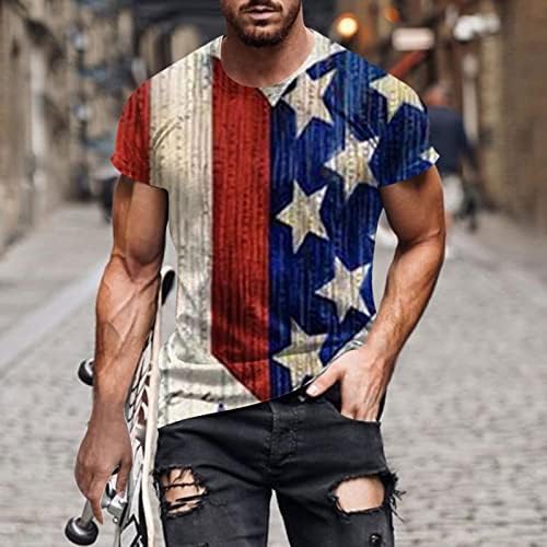 Пимоксв 4 -ти јули графички маички за мажи, 3Д starвезда лента американско знаме печати патриотски кошули меки памучни маички момчиња