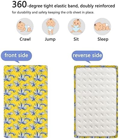 Тематска тематска џунгла опремени мини чаршафи, преносни мини креветчиња со меки и затегнати вградени садови за креветчиња за креветчиња