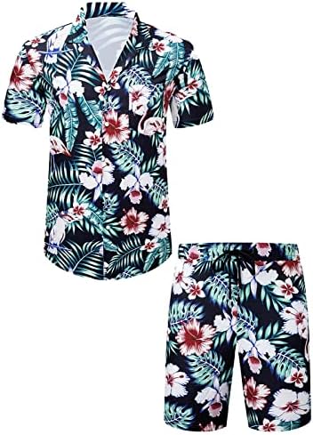 Облека на РВИДБЕ Хаваи за мажи за мажи лето модно копче надолу кратки ракави Хавајски кошула одговара на сетови на плажа