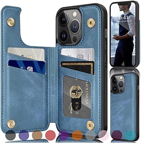 SUANPOT за iphone 13 Pro Max паричник случај 6.7 5G СО Рфид Блокирање Кредитна Картичка Носителот, Flip Книга Стп Кожа телефон