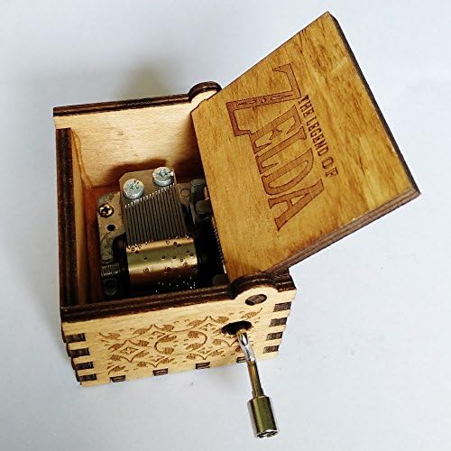 Fnly 18 белешка врежана дрвена легенда на Zelda Theme Music Box, антички врежан рачен подарок за музички кутии, кафеава