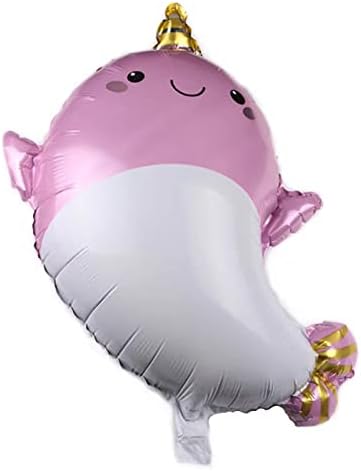 2 парчиња 28 инчи гигант среќен Narwhal облик фолија милар балон за деца украси за роденденски забави за бебиња
