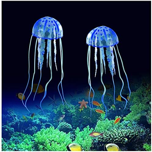 Wishlotus 2 парчиња медуза од риба резервоар украси, симулација медуза растителен украс, риба резервоар медуза сјај украси, украси за риби