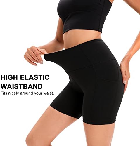 Ронлимо хеланки со џебови со џебови со високи половини за жени контрола на стомакот Јага панталони за тренингот за јога што работи шорцеви