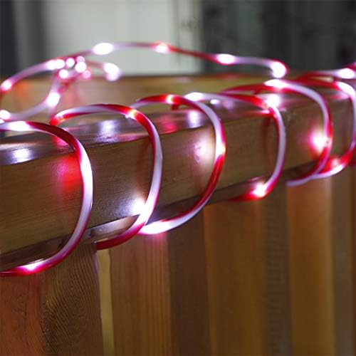 Јаже светла батерии напојувана, Zhongxin 16,5ft Црвена и бела бонбона трска цевка со 67 ладни бели LED диоди самовила, водоотпорни
