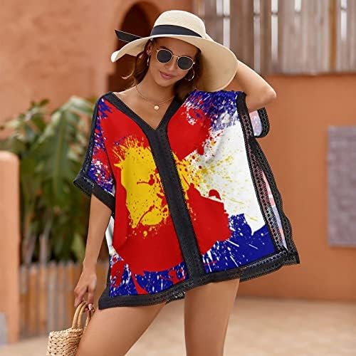 Бајкутуан Шарено Знаме На Колорадо Женска Облека За Плажа Бикини Костим За Капење Плажа Пливање Прикриен Фустан Печатење
