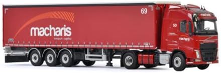 WSI за Volvo FH4 ​​Globetrotter 4x2 CurateSide Tautliner Trauler Macharis 1/50 Diecast Truck Pre-Build Model