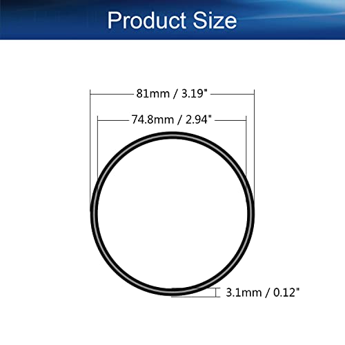 Bettomshin 5pcs нитрилна гума О-прстени, 81 mm OD 74,8 mm ID 3,1 mm ширина, метрички буна-нитрил заптивка за мијалник за заптивка за заптивка за заптивка за домаќинства, хидрауличен г