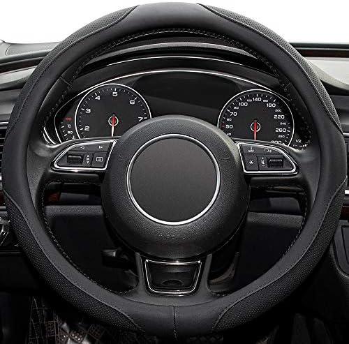 Xizopucy 14inch Корица на воланот за Prius Civic, S, Tesla Model3Y-Black Microfiber кожа Дише, додатоци за автомобили против лизгање…