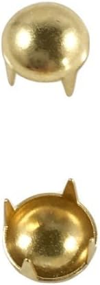 Nailheads - дамки - столпчиња: големина 30 бисер / тркалезна златна завршница - 100 компјутери - 4 Prong - 6mm 15/64 “