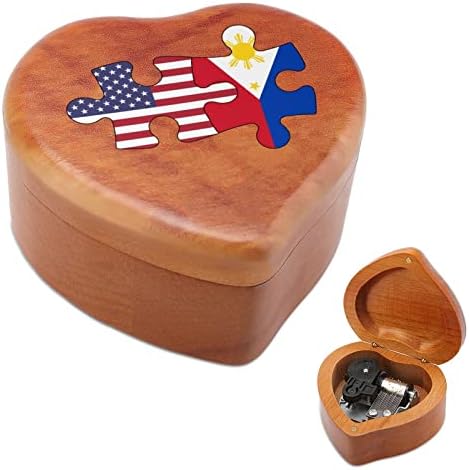 САД и филипинско знаме загатка од дрво музичка кутија гроздобер музички кутија подарок за Божиќ роденден Денот на вineубените
