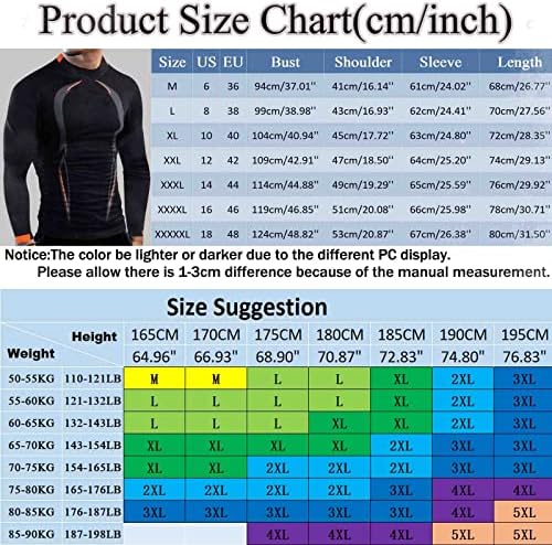 Маици за компресија Wocachi 2022 за мажи, долг ракав брза суво висока еластичност на мускулите спортови на врвови на тренингот маичка