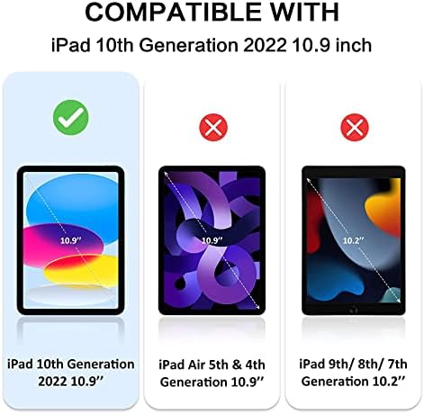 Случај за 10 -та генерација на Бентобен iPad, iPad 10.9 Case 2022, сјајни искри 3 слоја шок -отпорен удар на киднапирање со груби