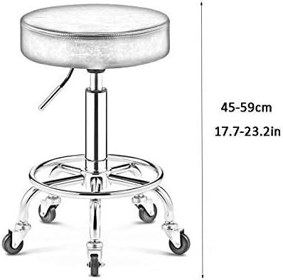 Килими столче за убавина на тркалото ， прилагодлива столица за тркалање со црно синтетичко кожено седиште ， прилагодлива висина