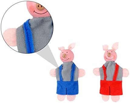 Nuobesty полнета играчка 4 парчиња три мали свињи и волк прсти куклена приказна играчки постави приказни за театарска кукла за деца