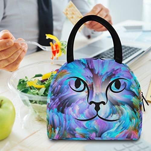 Изолирана торба За ручек Жени - Галакси Фантастична Мачка Насликајте Голема Кутија За Ручек Отпорна на Истекување со ремени за рамо за работно