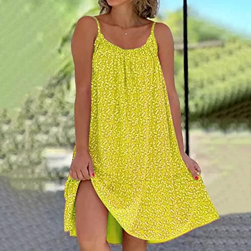 Lutmen'sенски летни фустани без ракави, цветни кратки фустани, обичен фустан од плажа