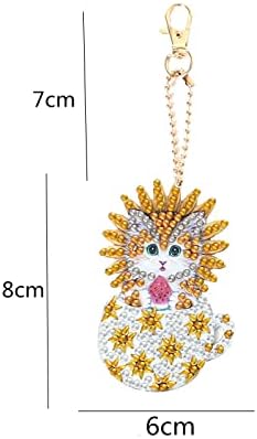 GZKLSMY 5PCS Дијамантски сликарски клучеви за клучеви на тастатурата мачка - дијамантска сликарска слика за приврзоци за возрасни и деца - дијамантски