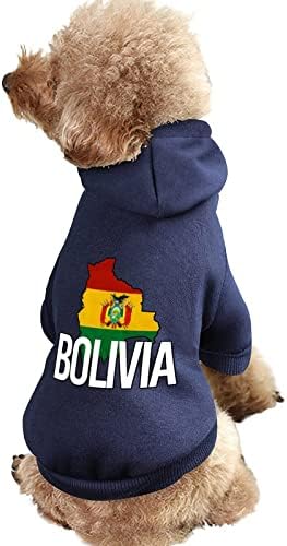 Боливија мапа и знаме миленичиња дуксери меки топло кучиња џемпер печатено шема миленичиња костуми со капи со капи со капи со
